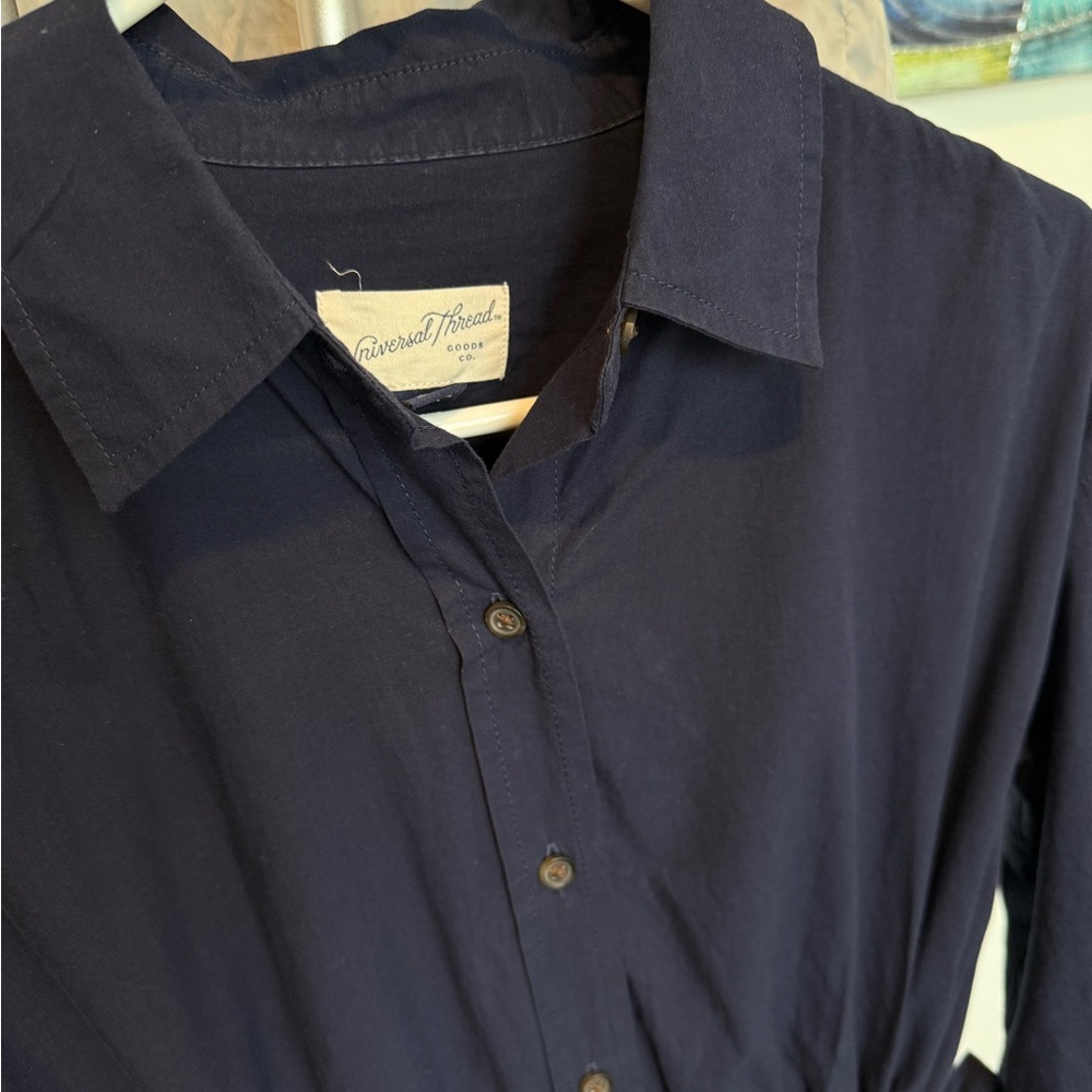 Universal Thread Dark Blue Long Sleeve Button Up Dress - Picture 5 of 6